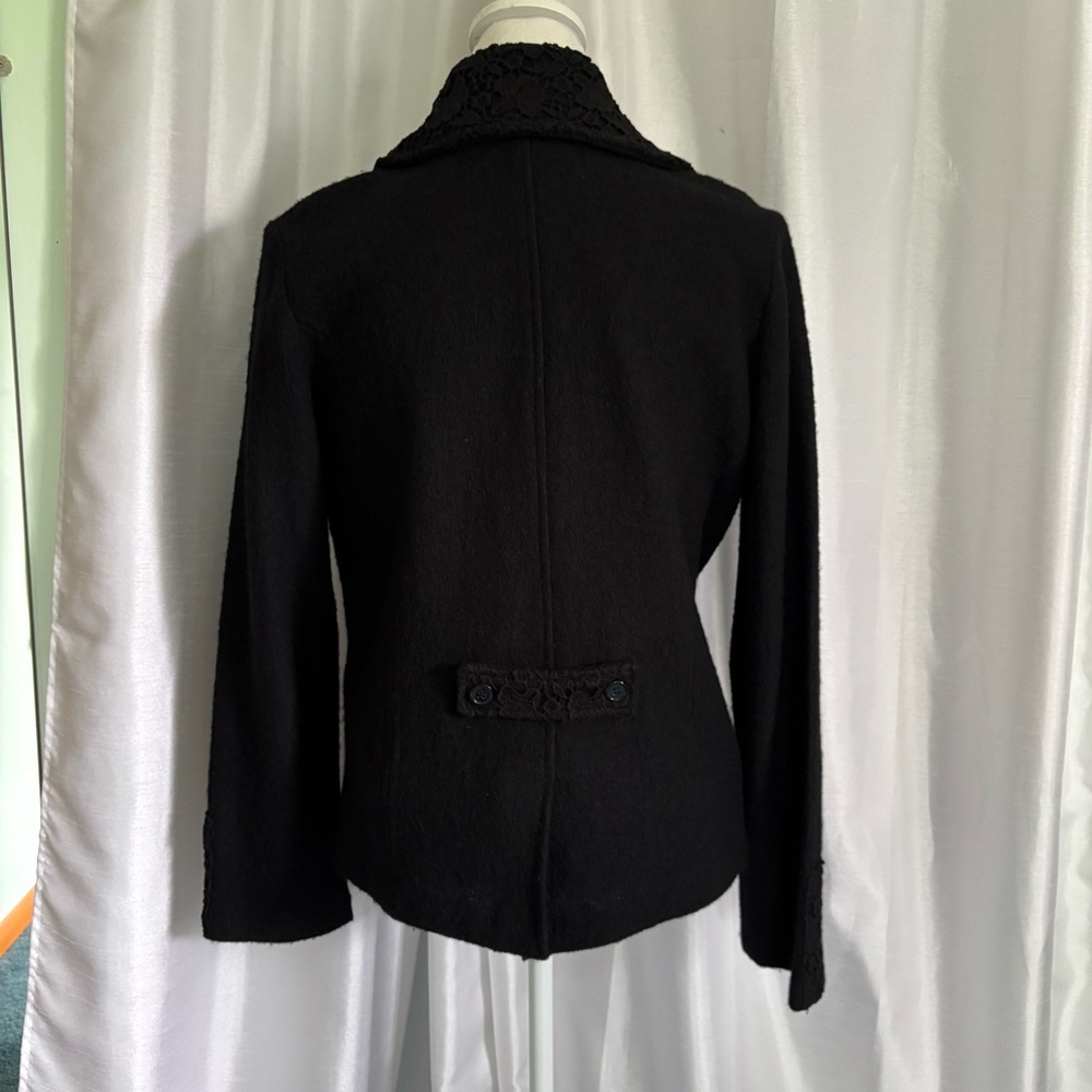 Cynthia Rowley Lace Collar Black Wool Jacket - Picture 4 of 12